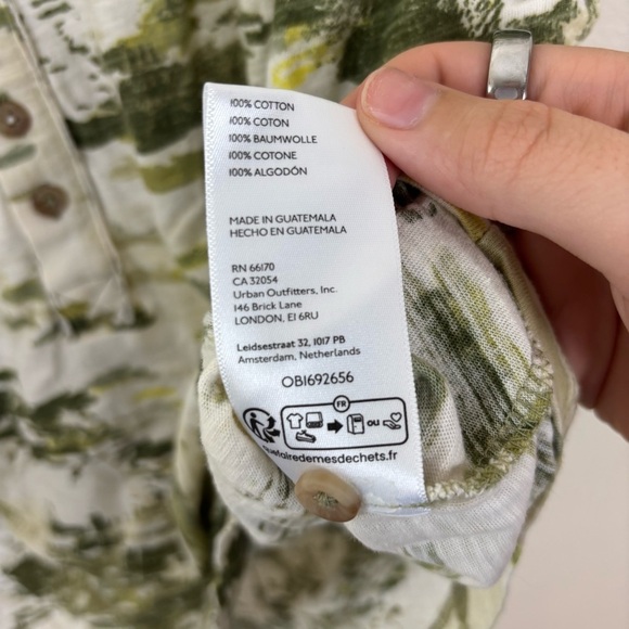 Anthropologie Pilcro Women's Tee Size M Oversized Ruched Henley Green Cotton - Picture 10 of 10